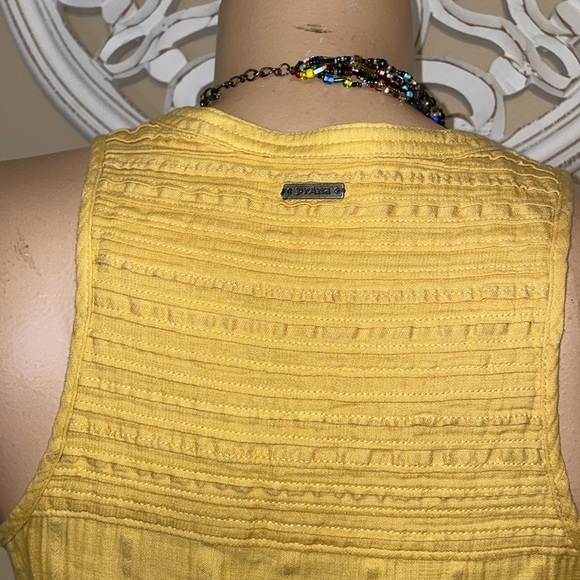 Prana women’s small tank blouse Mustard yellow Sleeveless vnevk button front - Picture 3 of 8